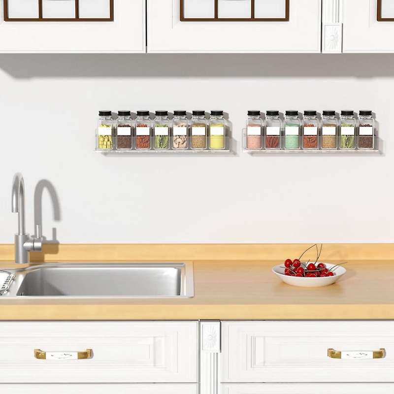 Clear Acrylic Spice Shelf for Wall Kitchen Pantry Cabinet Door 4 Pack