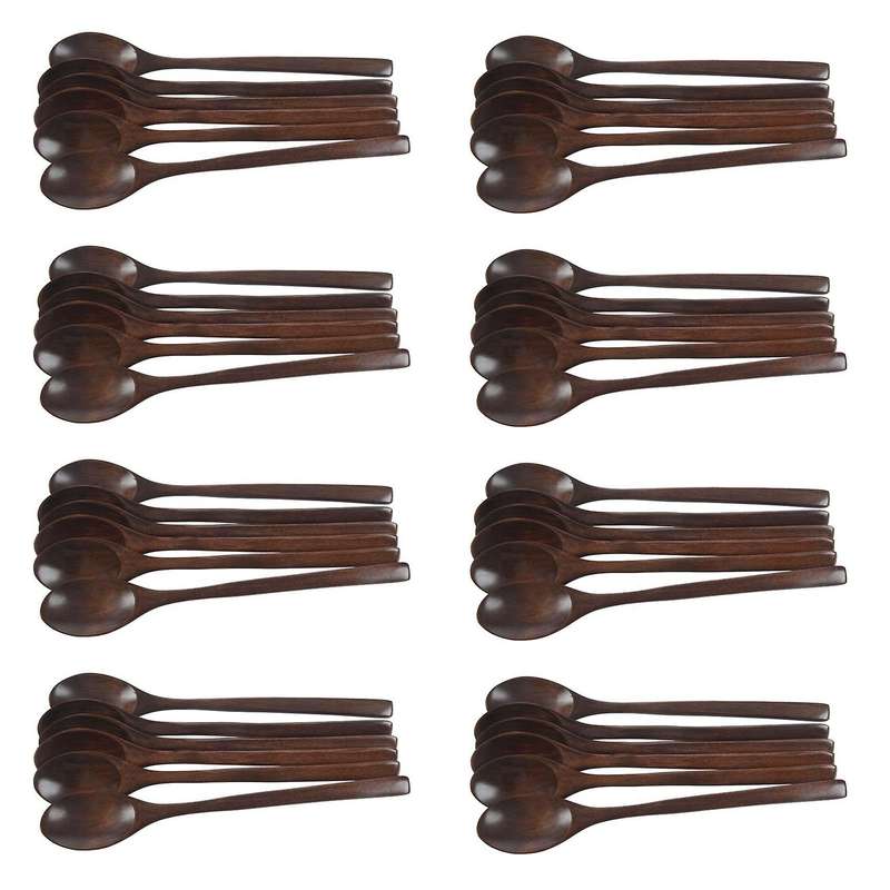 Wooden Spoons, 48 Pieces Wood Soup Spoons for Eating Mixing Stirring