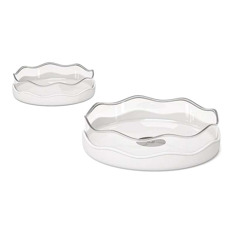 Lazy Susan, 2 Pack Non-skid Rotating Organizer, Round Plastic White