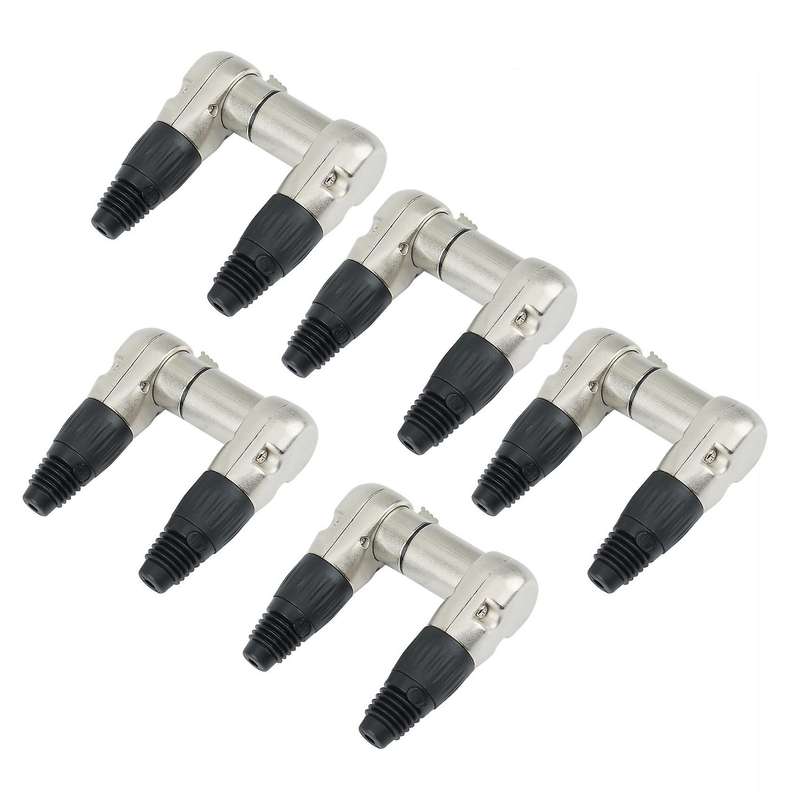 10pcs 3 Pins Xlr Connector Head 90 Degree Right Angle, Silver