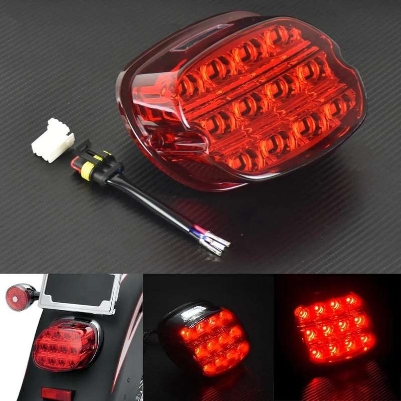 Motorcycle 12v Led Red Housing Brake Tail Light for Harley Glide