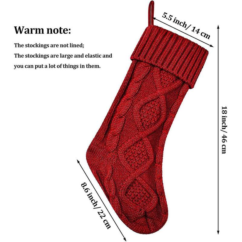 6pcs Christmas Stockings Large Knitted for Family Holiday Christmas