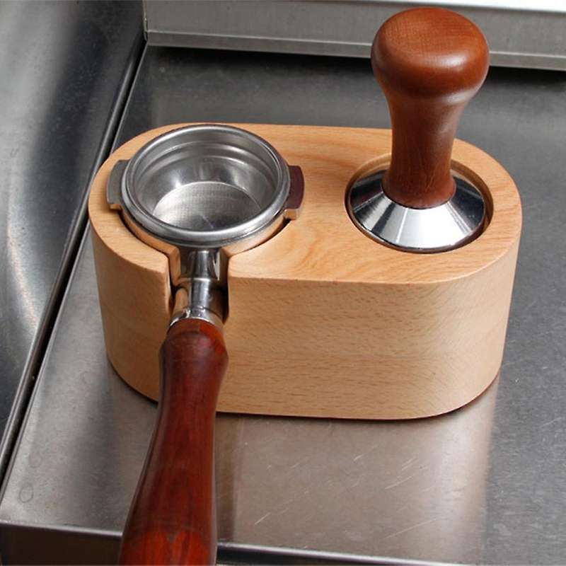 51mm Manual Wood Coffee Tamper Holder Mat Barista Coffee Espresso