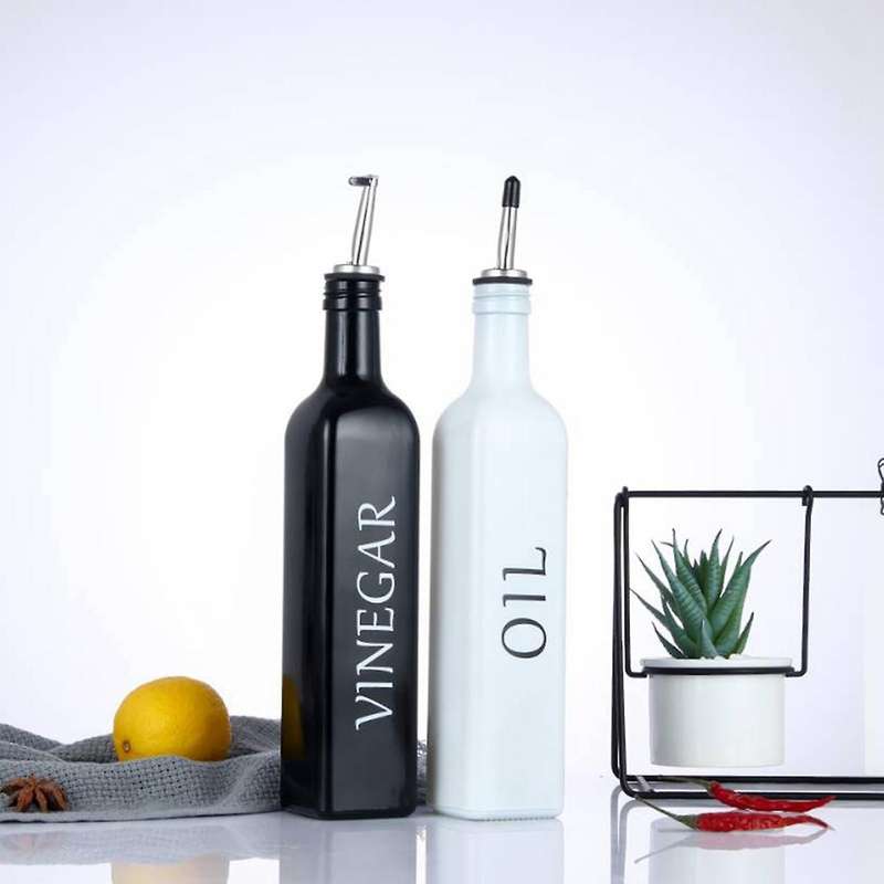 500ml Oil Can Kitchen Set Automatic Opening and Closing Glass Soy