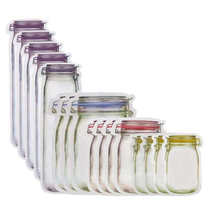 100 Pack Mason Jar Bottles Bags Seal Snacks Zipper Sealed Bag