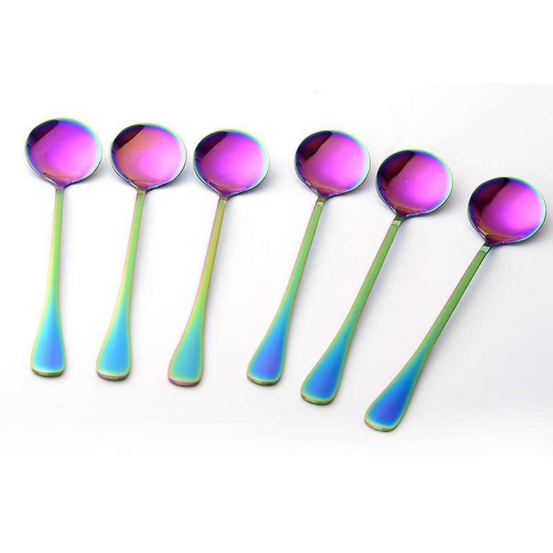 12pcs Stainless Steel Spoon,dessert/ice Cream/coffee Rainbow Spoon,a