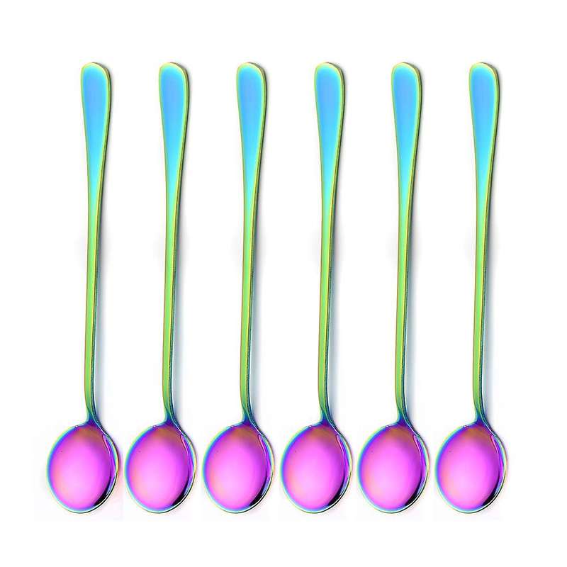 12pcs Stainless Steel Spoon,dessert/ice Cream/coffee Rainbow Spoon,a