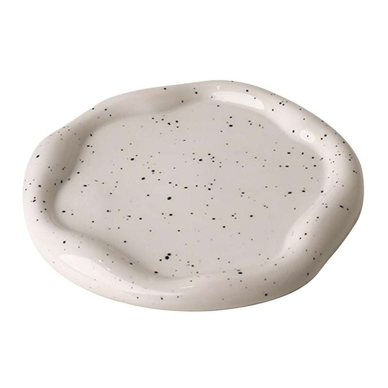 Modern Ceramic Silver Plated Plate Desktop Decoration White B