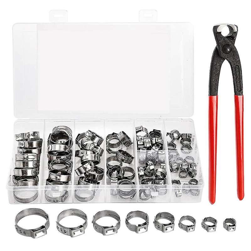 115pcs 304 Stainless Steel Single Ear Hose Clamp 6-28.6mm Single Ear