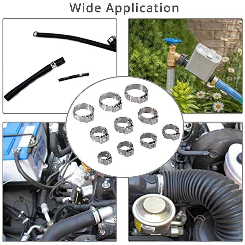 115pcs 304 Stainless Steel Single Ear Hose Clamp 6-28.6mm Single Ear