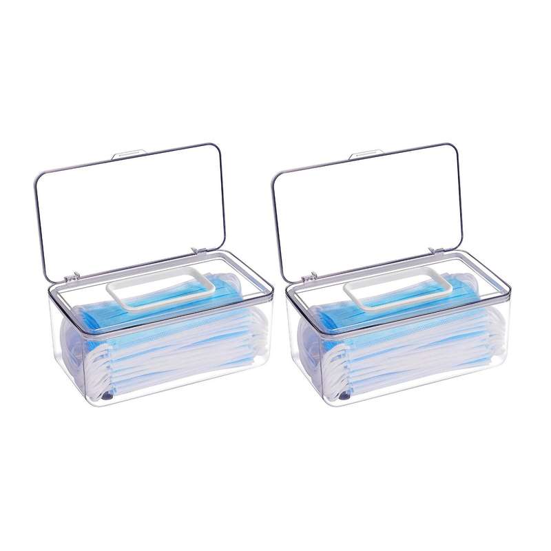 2 Pcs Mask Storage Case Mask Dispenser Box Tissue Holder Wet(clear)