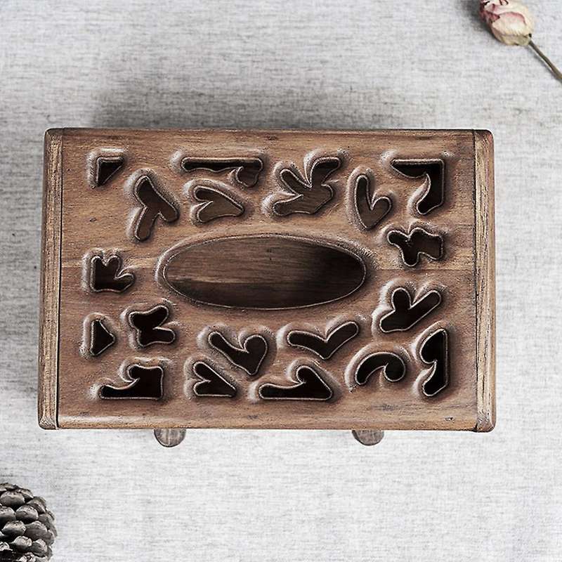 Wood Multifunction Tissue Box Retro Living Room Coffee Table Desktop