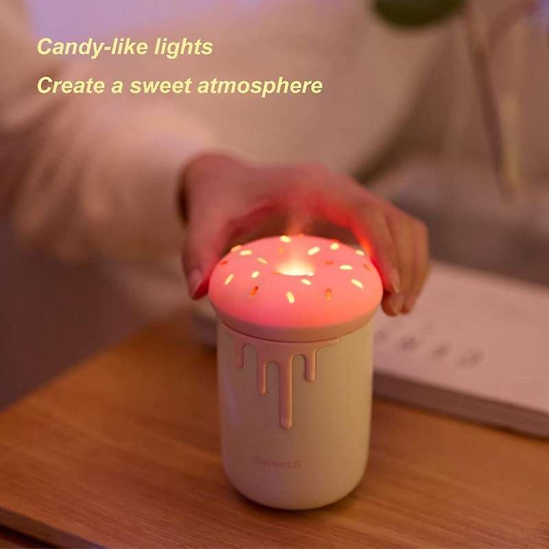 Usb Cool Mist Humidifier with Night Light,250ml for Bedroom Pink