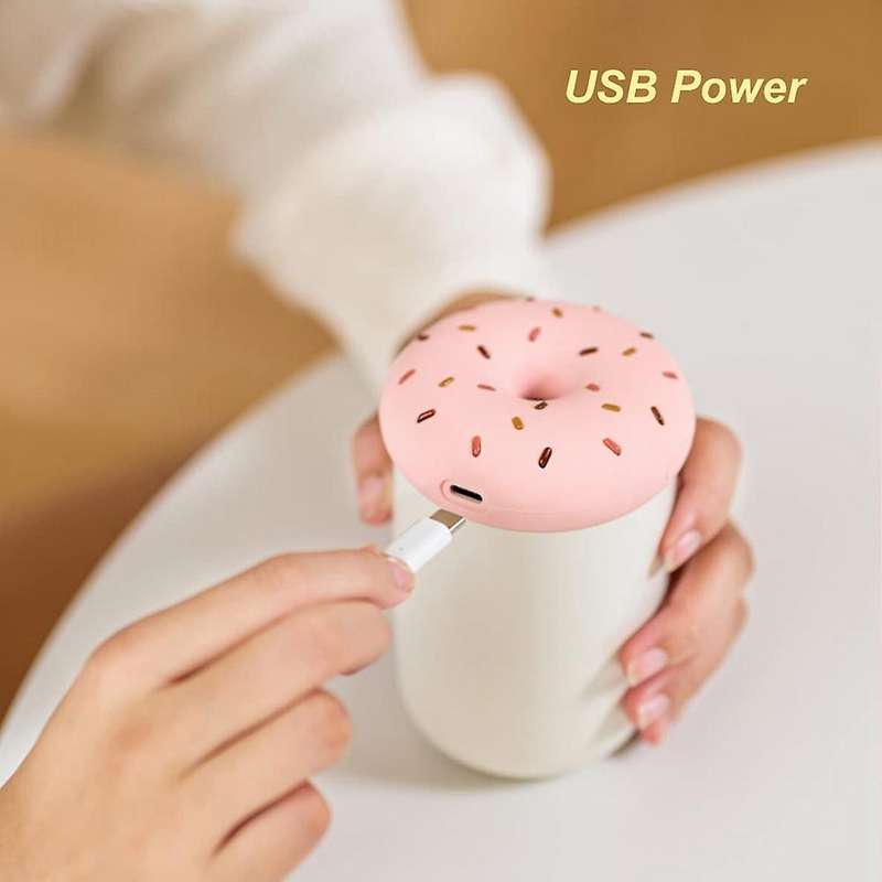 Usb Cool Mist Humidifier with Night Light,250ml for Bedroom Pink