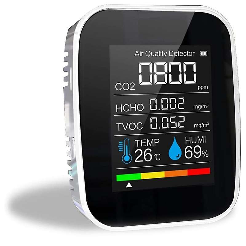 5 In1 Air Quality Monitor Co2 Meter Digital Temperature White