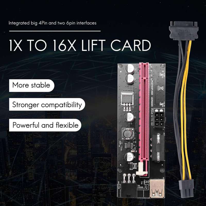 6pcs Ver009 Usb 3.0 Pci-e Riser 1x to 16x Extender Riser Adapter Card