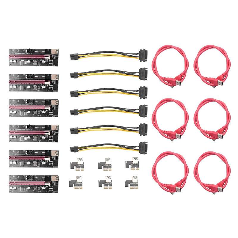 6pcs Ver009 Usb 3.0 Pci-e Riser 1x to 16x Extender Riser Adapter Card