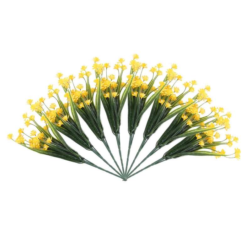24pcs Artificial Flowers Outdoor Uv Resistant Plants, Yellow