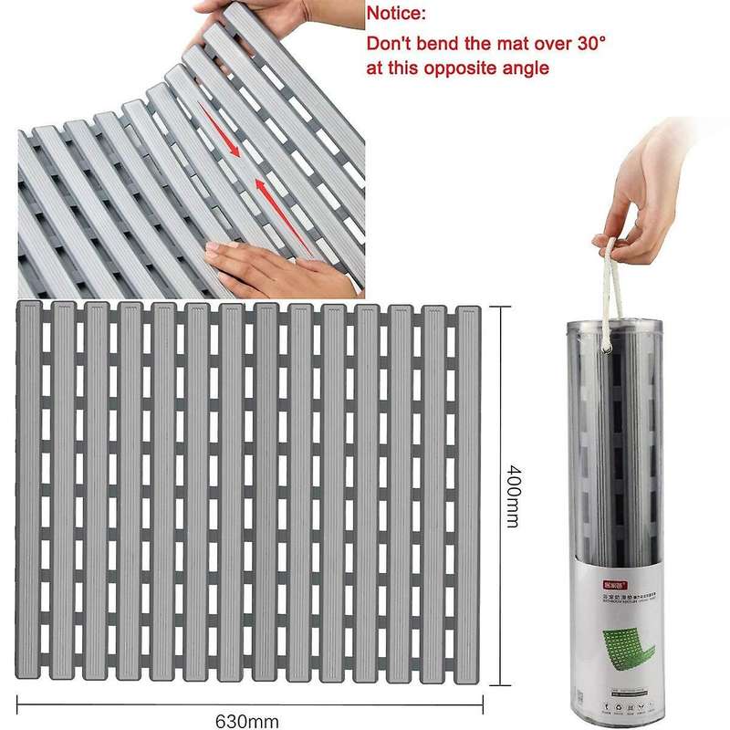 Non Slip Bath Mat with Suction Cups (16x25inch) (grey)