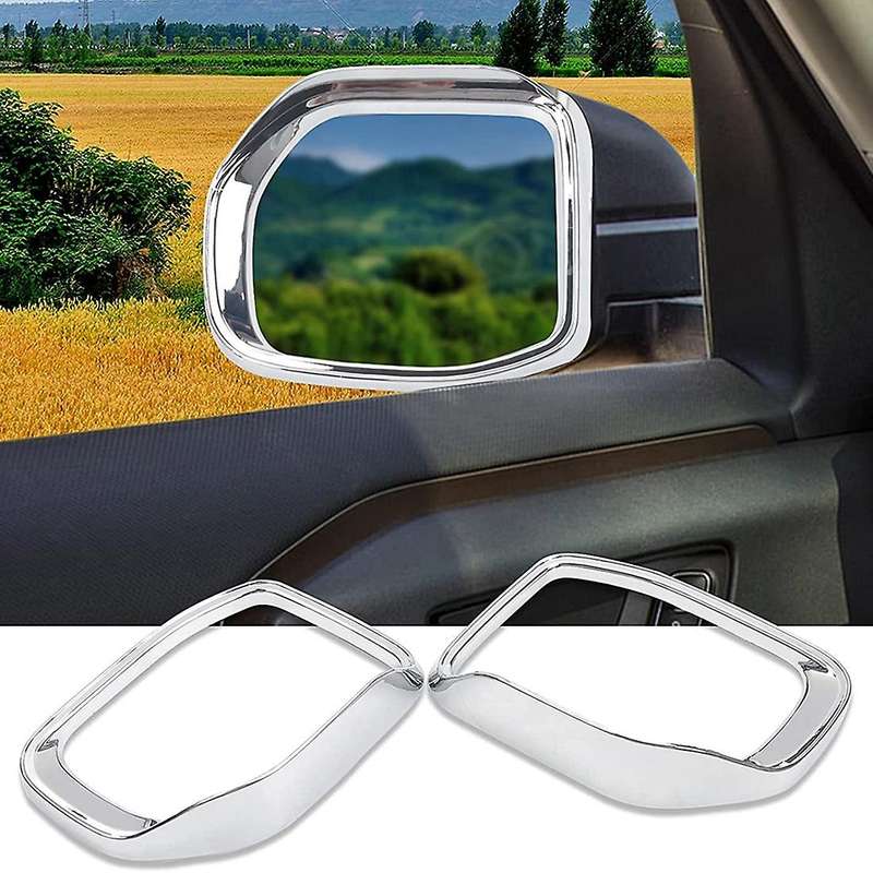 Car Reversing Mirror Rain Eyebrow Frame Decoration Cover Silver