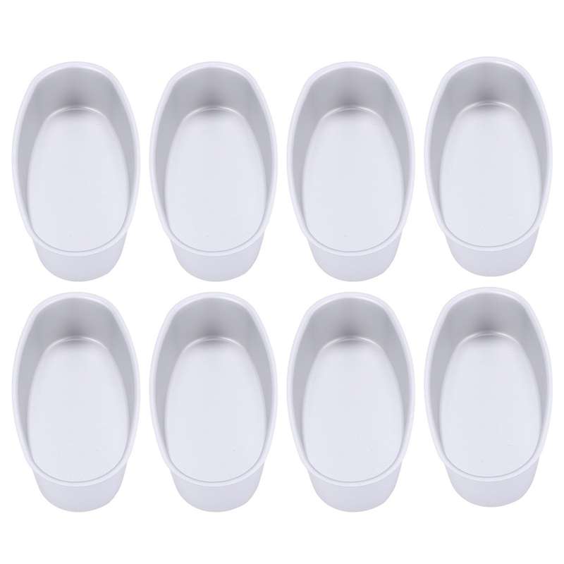 8pcs Oval Cheesecake Pan Meatloaf Bread Mold Non-stick Aluminum