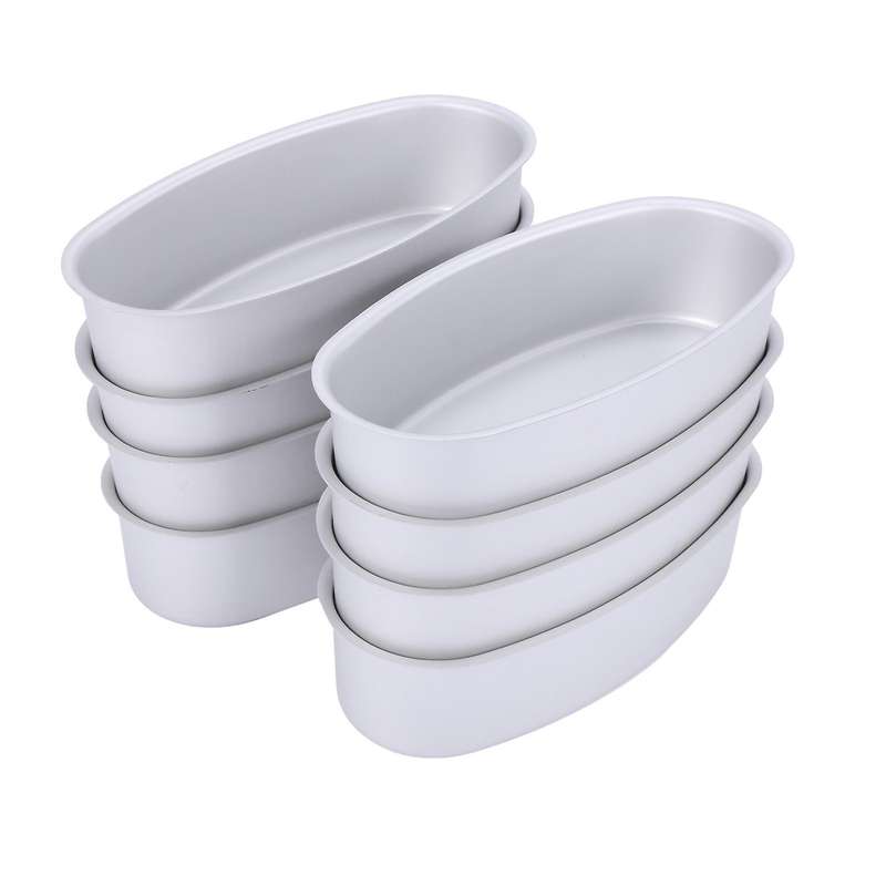 8pcs Oval Cheesecake Pan Meatloaf Bread Mold Non-stick Aluminum