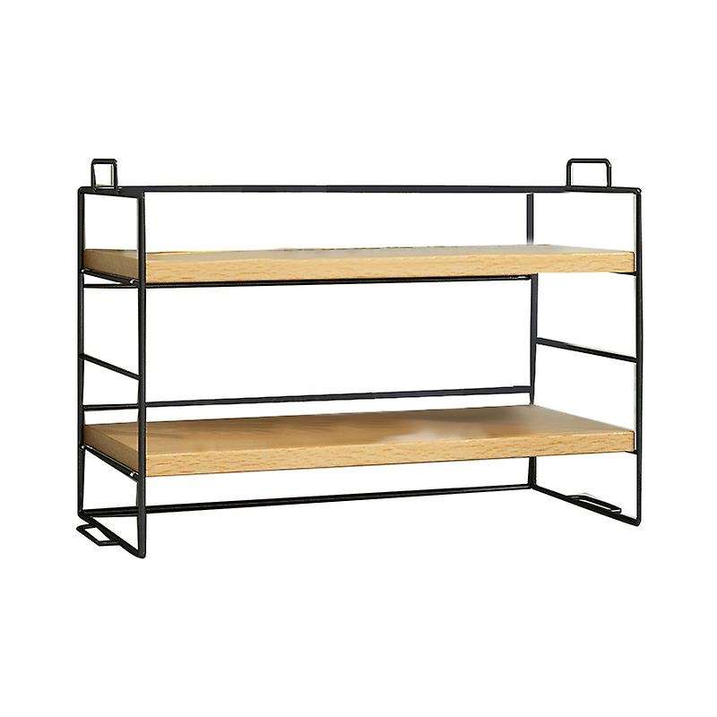Desktop Storage Shelf Bookcase Desk Office Table Black+log Color