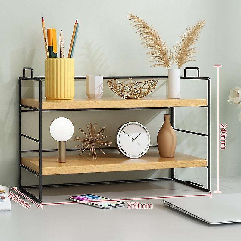 Desktop Storage Shelf Bookcase Desk Office Table Black+log Color
