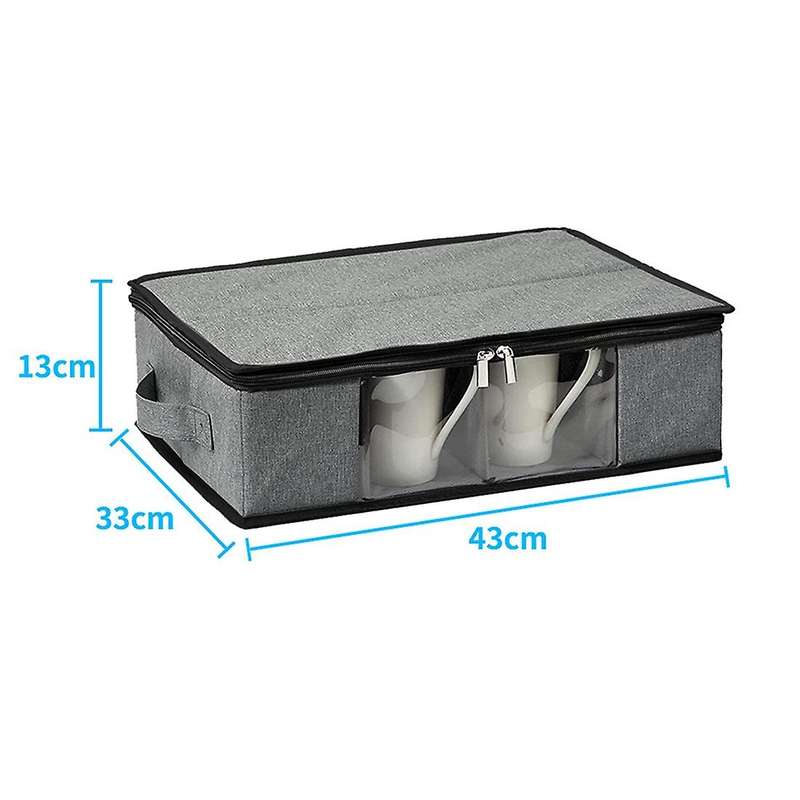 Mug and Cup Storage Box, Glass Mug Storage Chest Case with Dividers