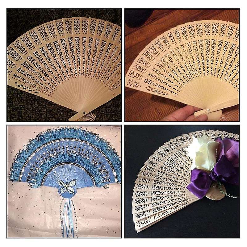 24 Pack Sandalwood Fan,wooden Folding Fan for Weddings,birthdays