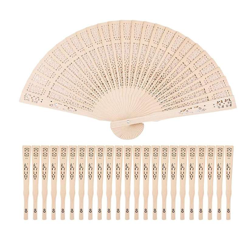 24 Pack Sandalwood Fan,wooden Folding Fan for Weddings,birthdays