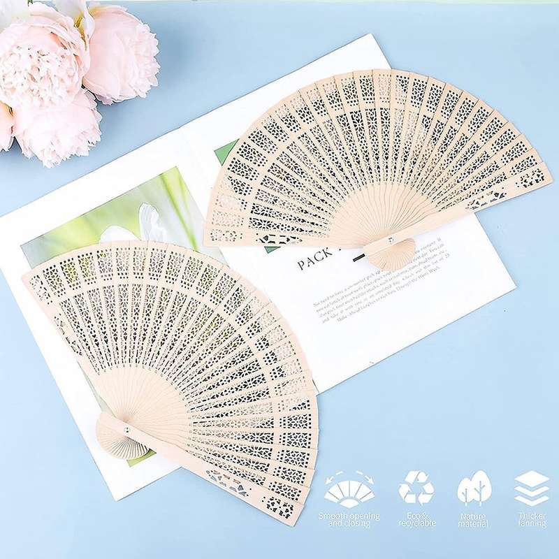 24 Pack Sandalwood Fan,wooden Folding Fan for Weddings,birthdays