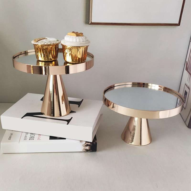 Wedding Metal Cake Display Stand with Mirror Metal Fruit Plate H