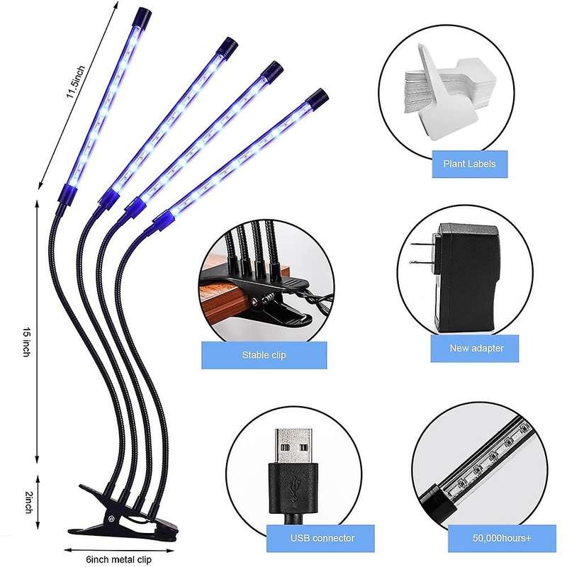 Led Clip Plant Grow Light, with Timer, for Succulents Growth Us Plug