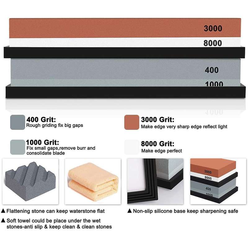 Complete Knife Sharpening Stone Set 400/1000 Grit Water Stone