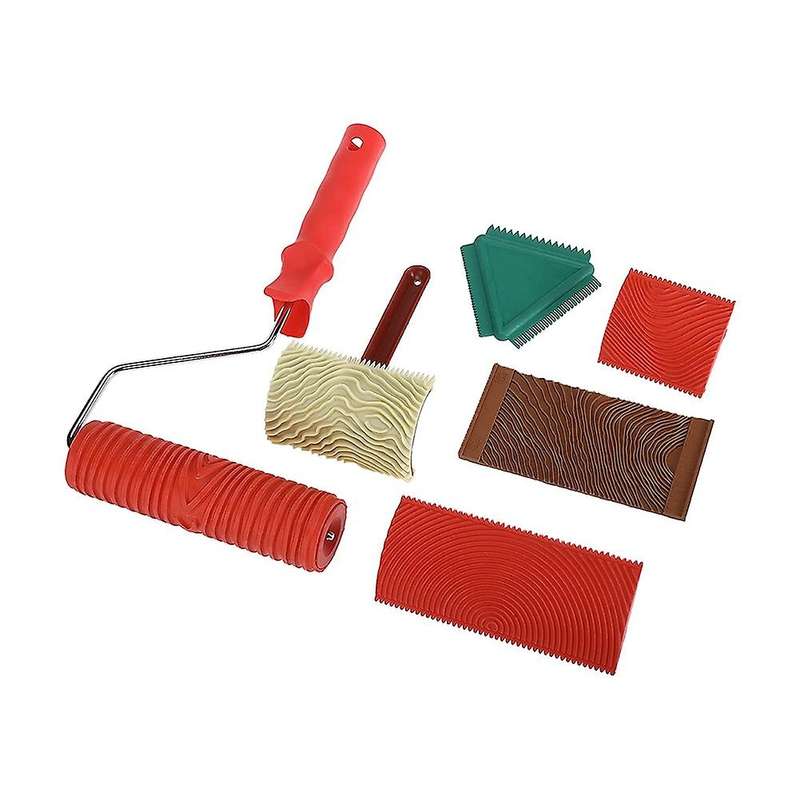 6pcs Rubber Wood Graining Painting Tool for Wall Decoration,7 Inch