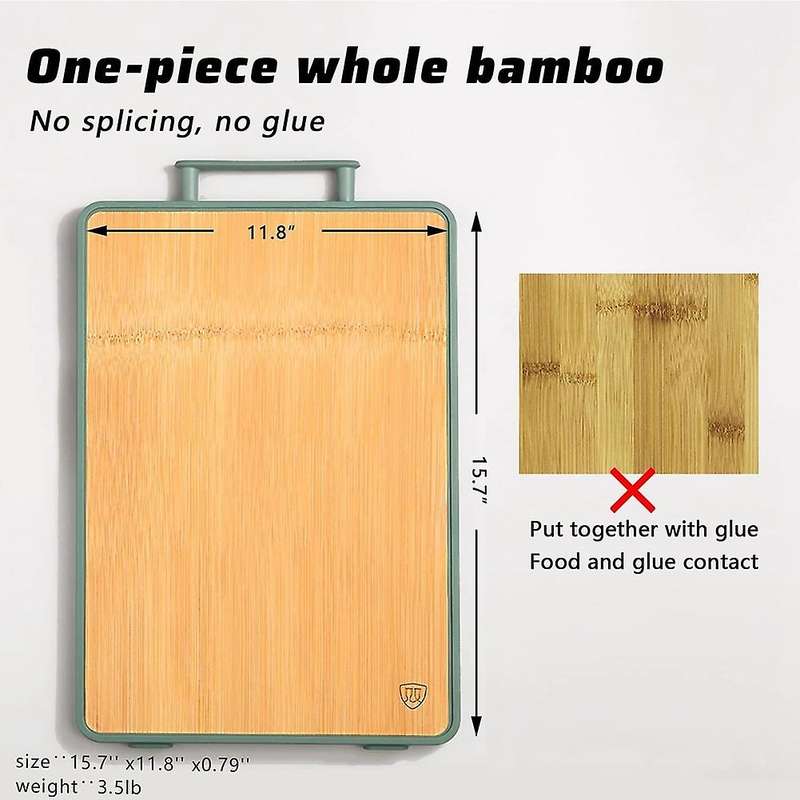 Bamboo Cutting Board with Handle, Rubber Cutting Board for Meat