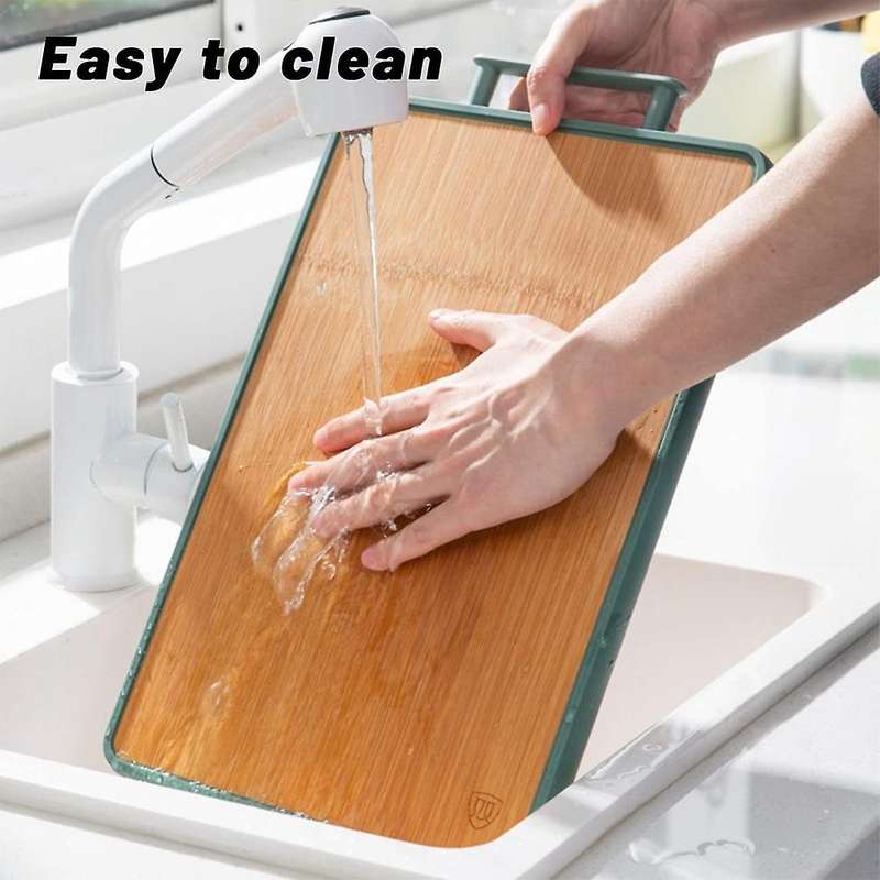 Bamboo Cutting Board with Handle, Rubber Cutting Board for Meat
