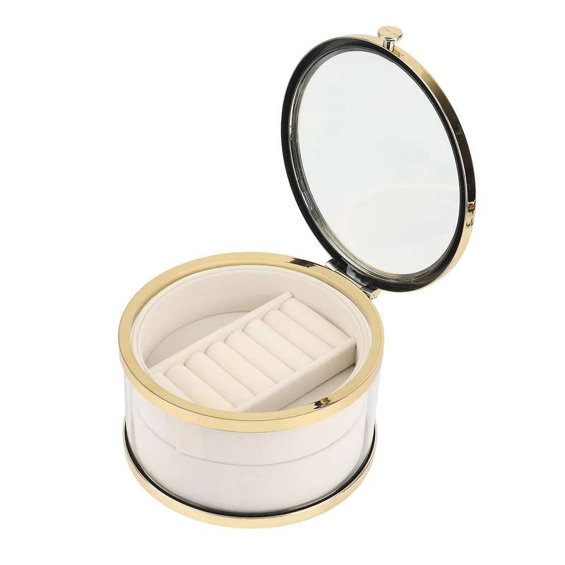 Round Gold Double-layer Jewelry Storage Box Glass Dust-proof Box