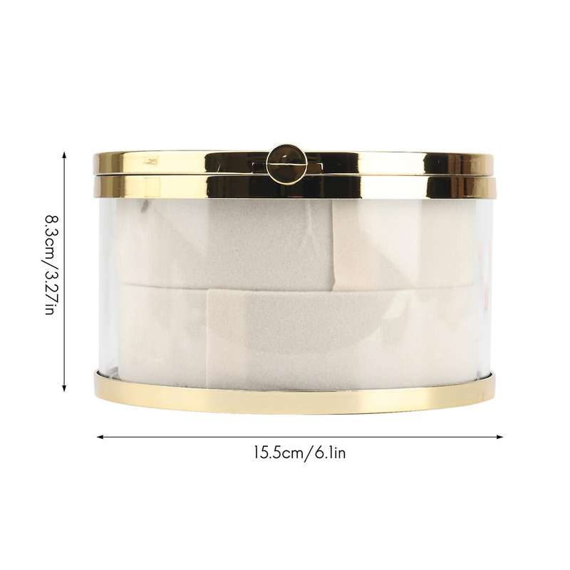 Round Gold Double-layer Jewelry Storage Box Glass Dust-proof Box