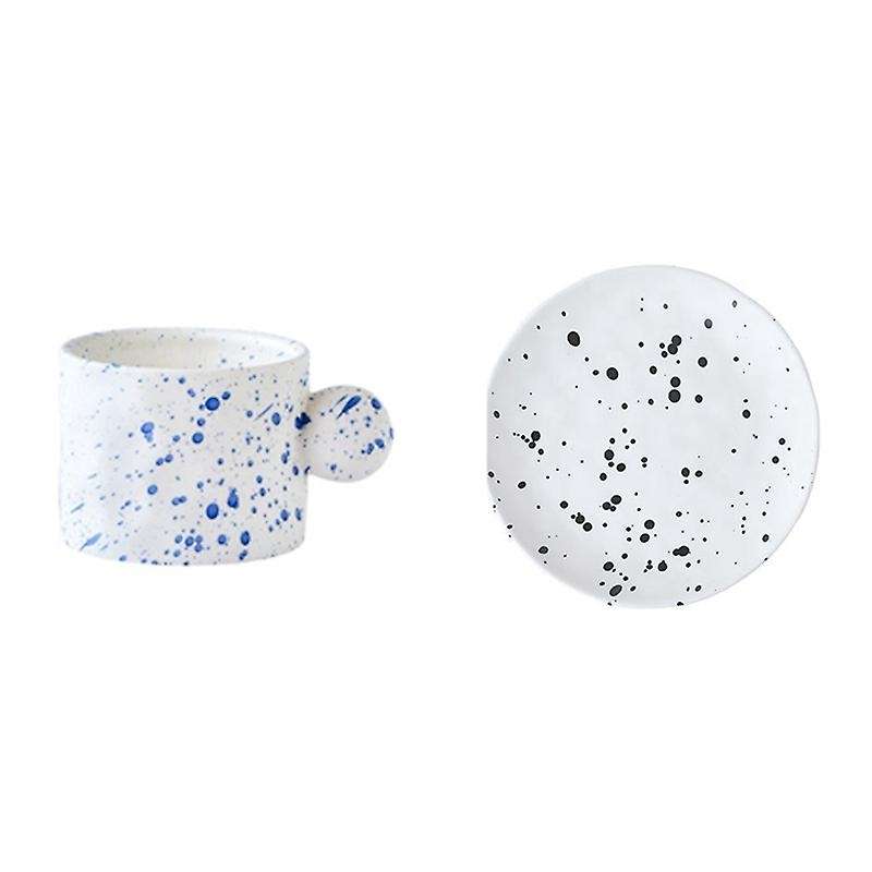 Breakfast Cup Hand-splashed Ink Mug Ceramic Cup and Saucer Gifts C