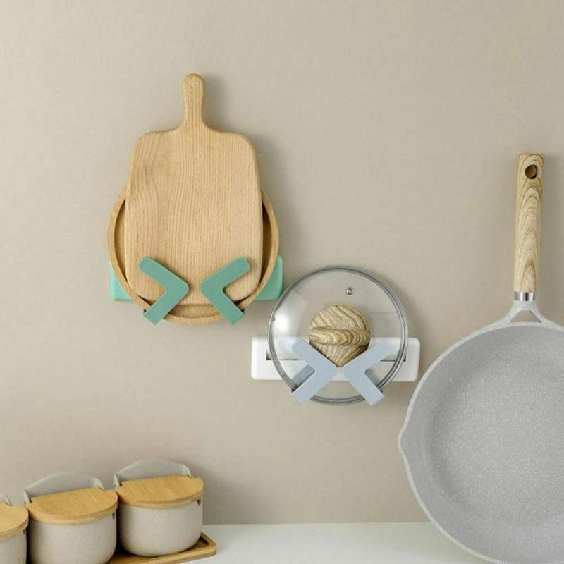 3 Pcs/set Pot Lid Holder Wall-mounted Hanging Storage Rack Green