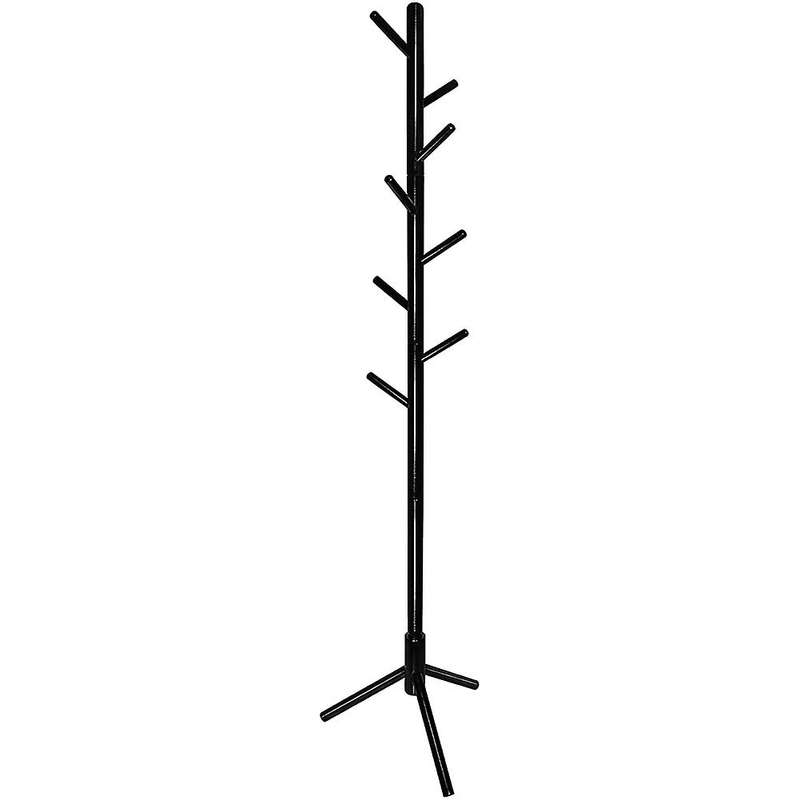 Wooden Coat Rack with Hooks, Free Standing Coat Tree Hanger, Black