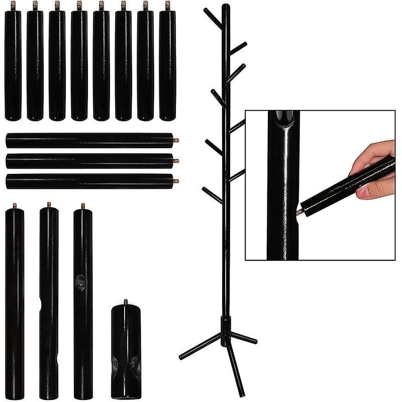 Wooden Coat Rack with Hooks, Free Standing Coat Tree Hanger, Black