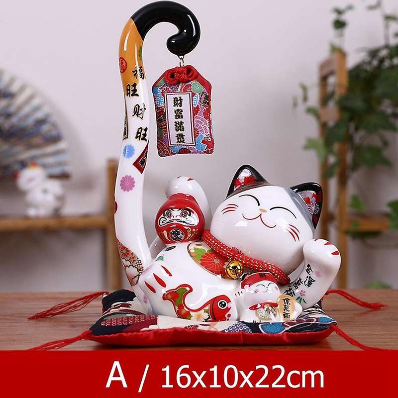 8.6 Inch Ceramic Maneki Neko Lucky Cat Money Box Coin Bank ,a