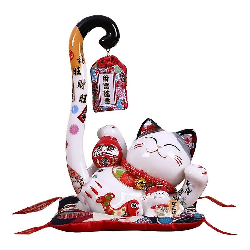8.6 Inch Ceramic Maneki Neko Lucky Cat Money Box Coin Bank ,a