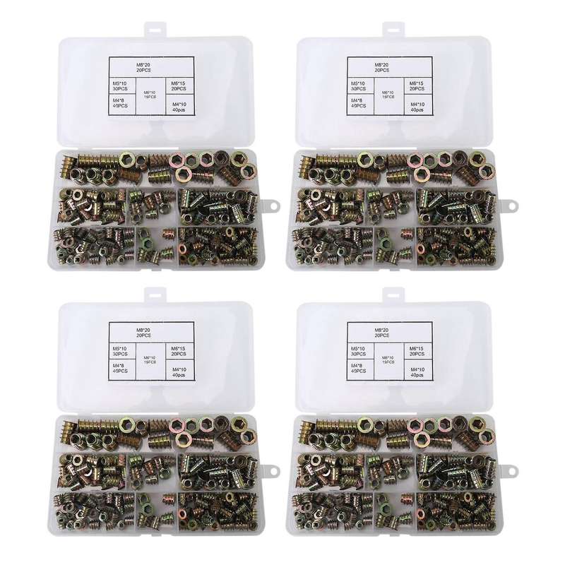 Threaded Inserts Nuts, Wood Insert Assortment Tool Kit, (165 Pcs)