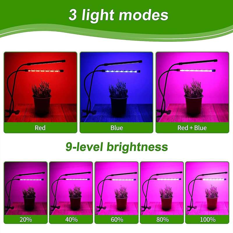 2-pack Led Grow Lights for Indoor Plants,with Gooseneck for Seedlings