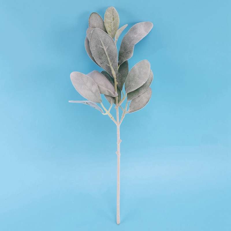 14pcs Artificial Flocked Greenery Leaves Short Stems,faux Lambs Ear
