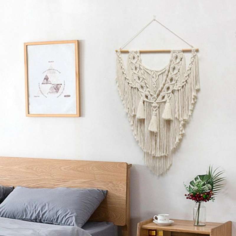 Boho Decorative Macrame Tapestry Woven Cotton for Home Apartment Dorm